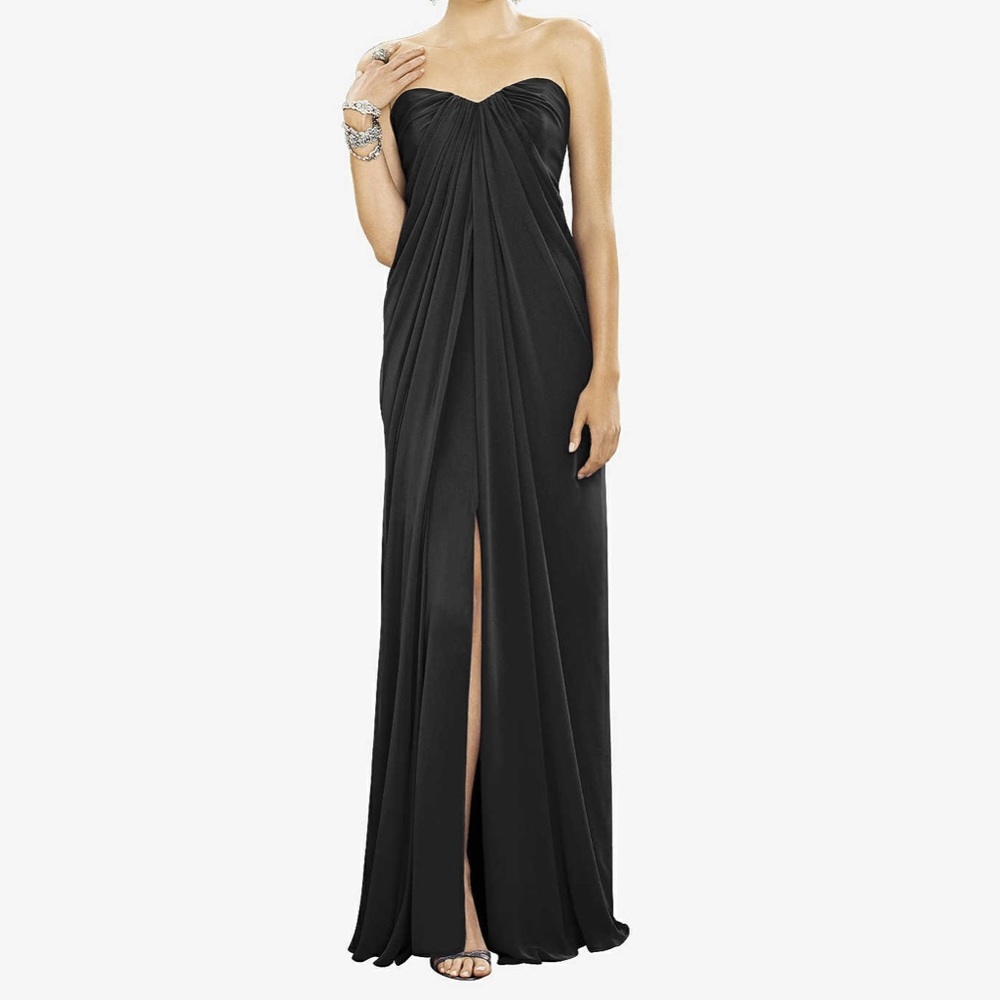 Elegant Black Strapless Evening Gown